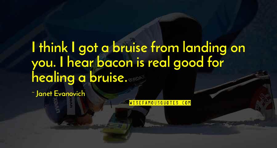 Credit Card Holder Quotes By Janet Evanovich: I think I got a bruise from landing