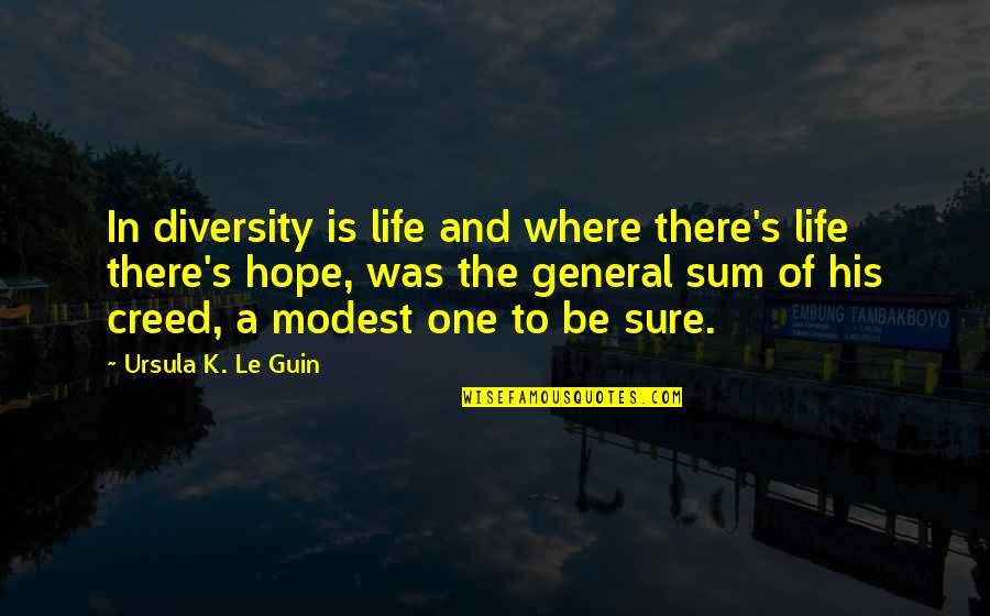 Creed Quotes By Ursula K. Le Guin: In diversity is life and where there's life