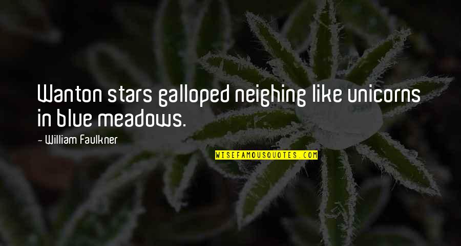 Creepers In Lord Of The Flies Quotes By William Faulkner: Wanton stars galloped neighing like unicorns in blue Creepers In Lord Of The Flies Quotes By William Faulkner: Wanton stars galloped neighing like unicorns in blue