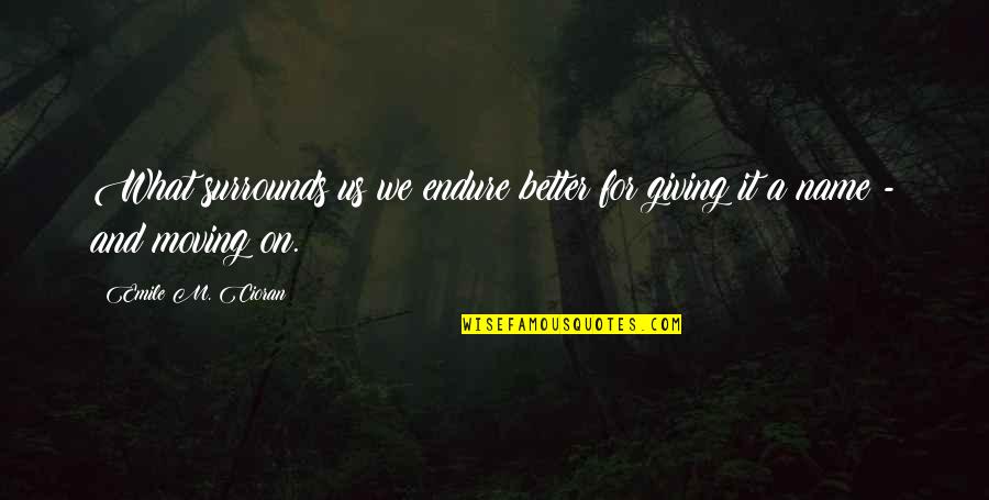 Creepiness Rule Quotes By Emile M. Cioran: What surrounds us we endure better for giving Creepiness Rule Quotes By Emile M. Cioran: What surrounds us we endure better for giving