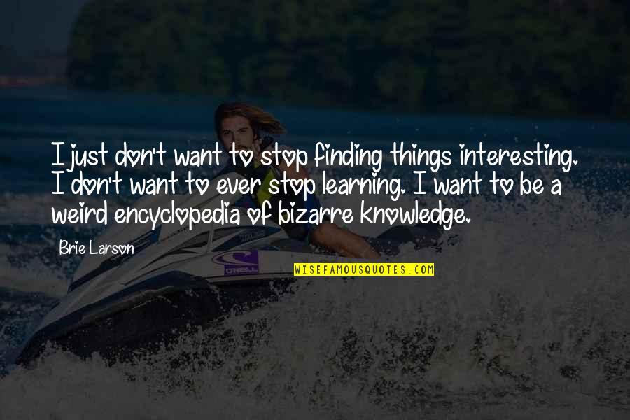 Creffold Quotes By Brie Larson: I just don't want to stop finding things Creffold Quotes By Brie Larson: I just don't want to stop finding things