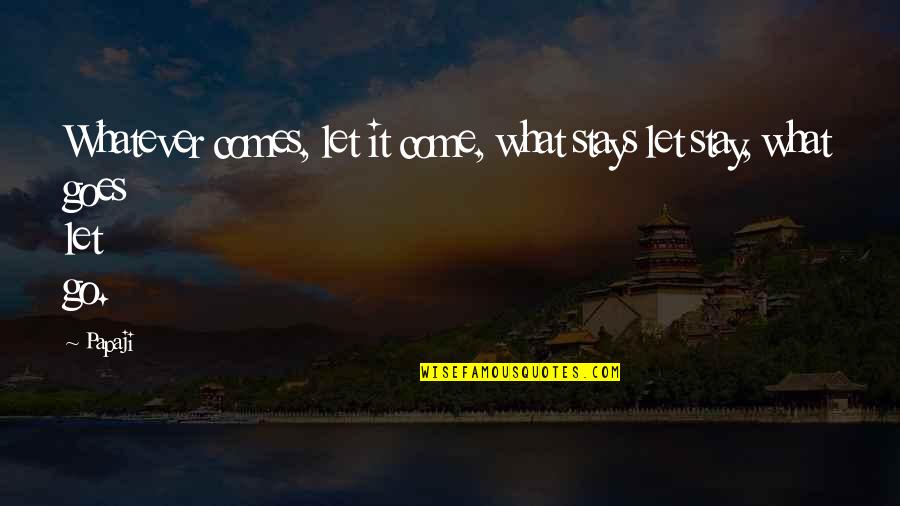 Creido In English Quotes By Papaji: Whatever comes, let it come, what stays let