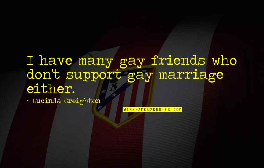 Creighton Quotes By Lucinda Creighton: I have many gay friends who don't support