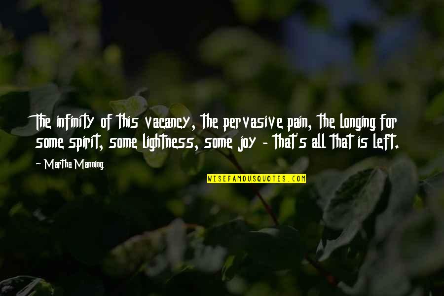 Cremations Quotes By Martha Manning: The infinity of this vacancy, the pervasive pain, Cremations Quotes By Martha Manning: The infinity of this vacancy, the pervasive pain,