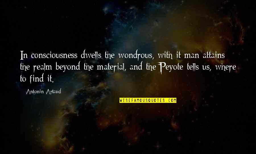 Cremisino Quotes By Antonin Artaud: In consciousness dwells the wondrous, with it man Cremisino Quotes By Antonin Artaud: In consciousness dwells the wondrous, with it man