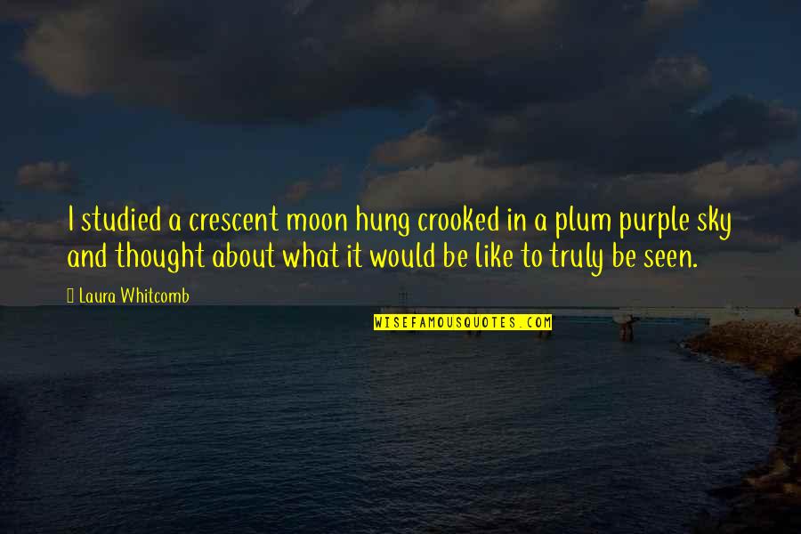 Crescent Moon Quotes By Laura Whitcomb: I studied a crescent moon hung crooked in Crescent Moon Quotes By Laura Whitcomb: I studied a crescent moon hung crooked in
