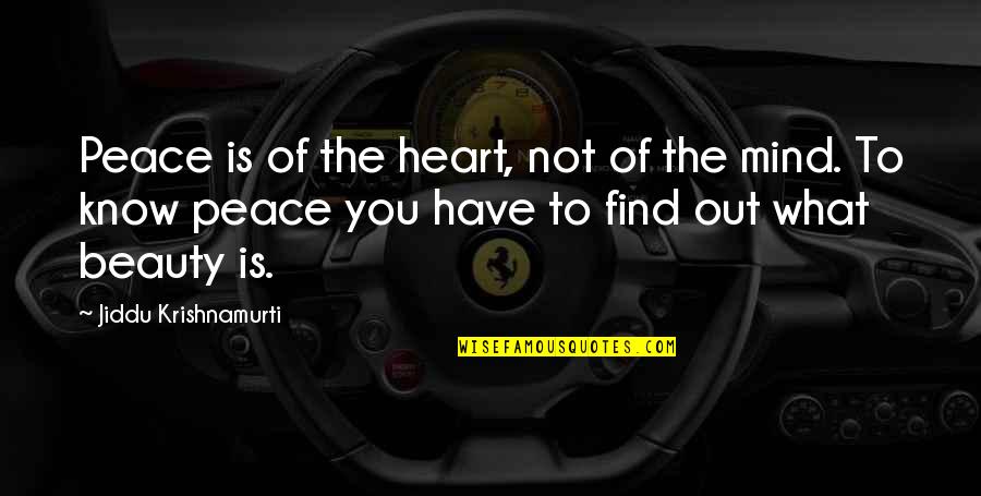 Cresens Quotes By Jiddu Krishnamurti: Peace is of the heart, not of the Cresens Quotes By Jiddu Krishnamurti: Peace is of the heart, not of the