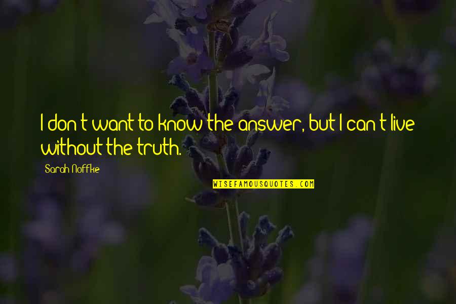 Crespina Lorenzana Quotes By Sarah Noffke: I don't want to know the answer, but
