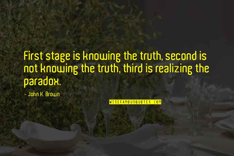 Cressen's Quotes By John K. Brown: First stage is knowing the truth, second is Cressen's Quotes By John K. Brown: First stage is knowing the truth, second is