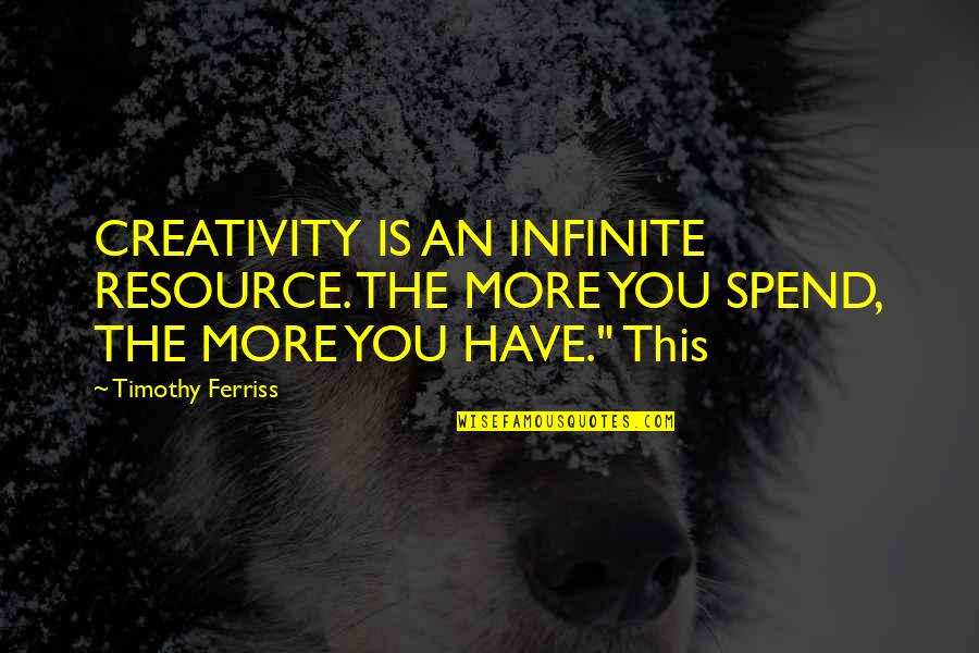 Cretinism Causes Quotes By Timothy Ferriss: CREATIVITY IS AN INFINITE RESOURCE. THE MORE YOU