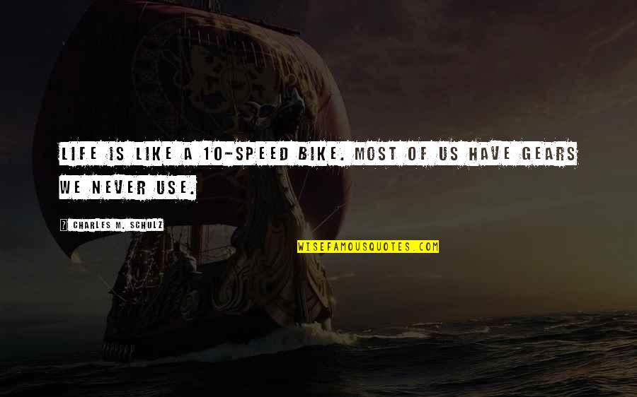 Creyendo Quotes By Charles M. Schulz: Life is like a 10-speed bike. Most of Creyendo Quotes By Charles M. Schulz: Life is like a 10-speed bike. Most of
