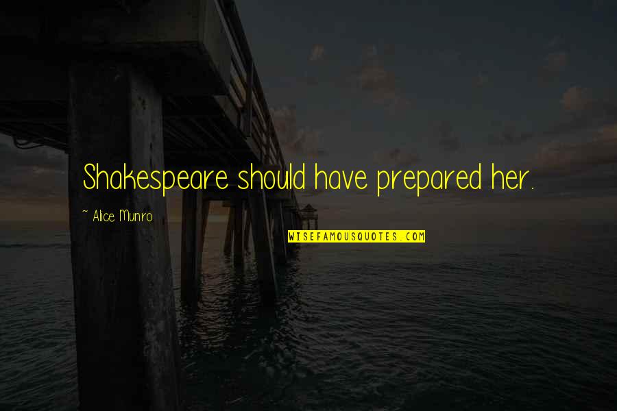 Criando Mascara Quotes By Alice Munro: Shakespeare should have prepared her.