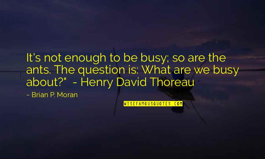 Criante Quotes By Brian P. Moran: It's not enough to be busy; so are