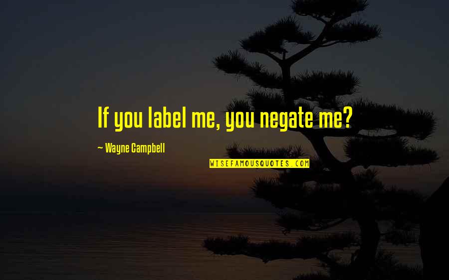 Criante Quotes By Wayne Campbell: If you label me, you negate me?