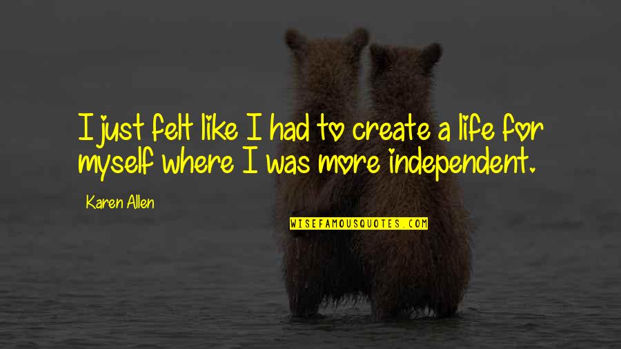 Criatividade Na Quotes By Karen Allen: I just felt like I had to create