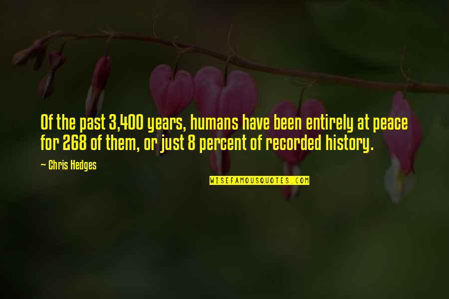 Cricetid Quotes By Chris Hedges: Of the past 3,400 years, humans have been Cricetid Quotes By Chris Hedges: Of the past 3,400 years, humans have been