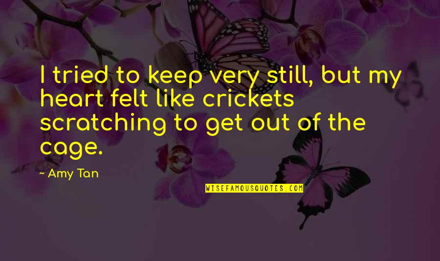 Crickets Quotes By Amy Tan: I tried to keep very still, but my
