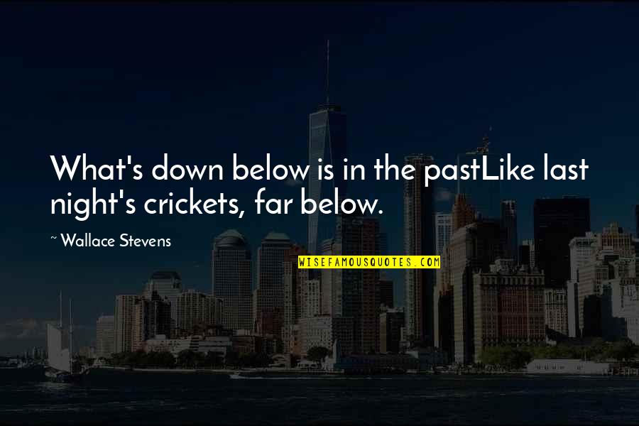 Crickets Quotes By Wallace Stevens: What's down below is in the pastLike last
