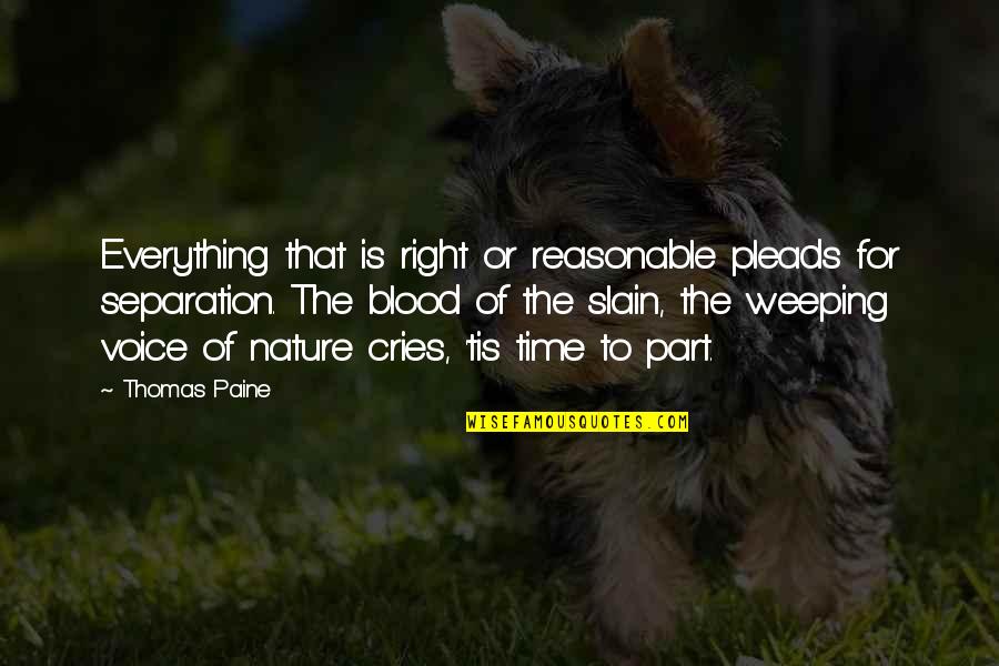 Cries Quotes By Thomas Paine: Everything that is right or reasonable pleads for