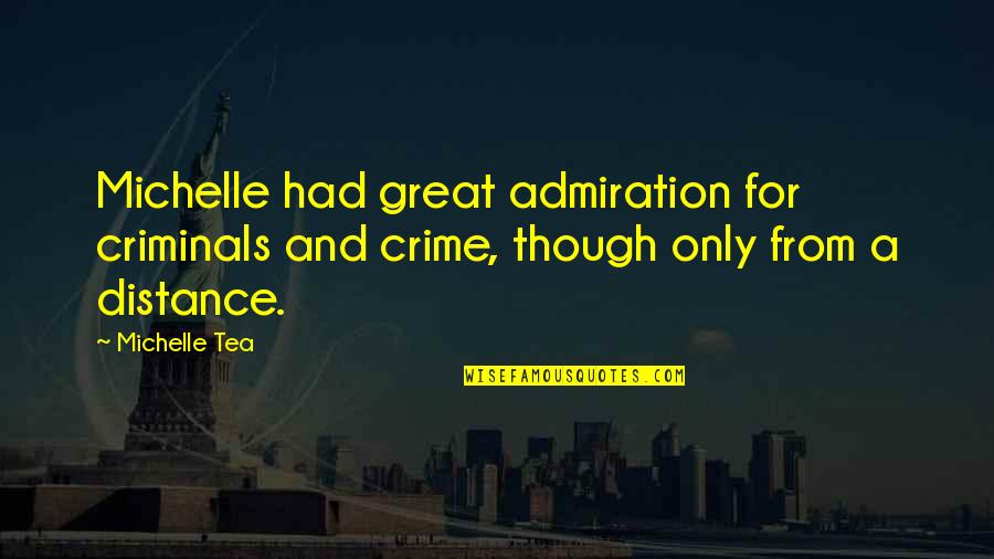 Crime And Criminals Quotes By Michelle Tea: Michelle had great admiration for criminals and crime,