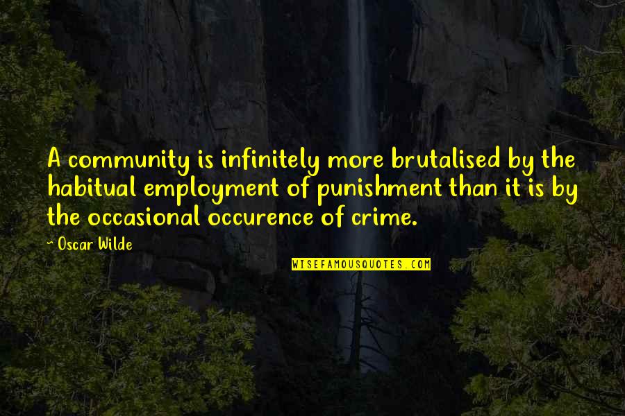 Crime And Punishment Quotes By Oscar Wilde: A community is infinitely more brutalised by the