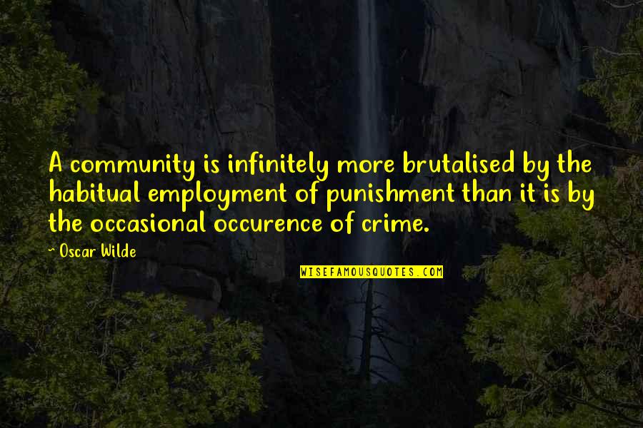 Crime Punishment Quotes By Oscar Wilde: A community is infinitely more brutalised by the