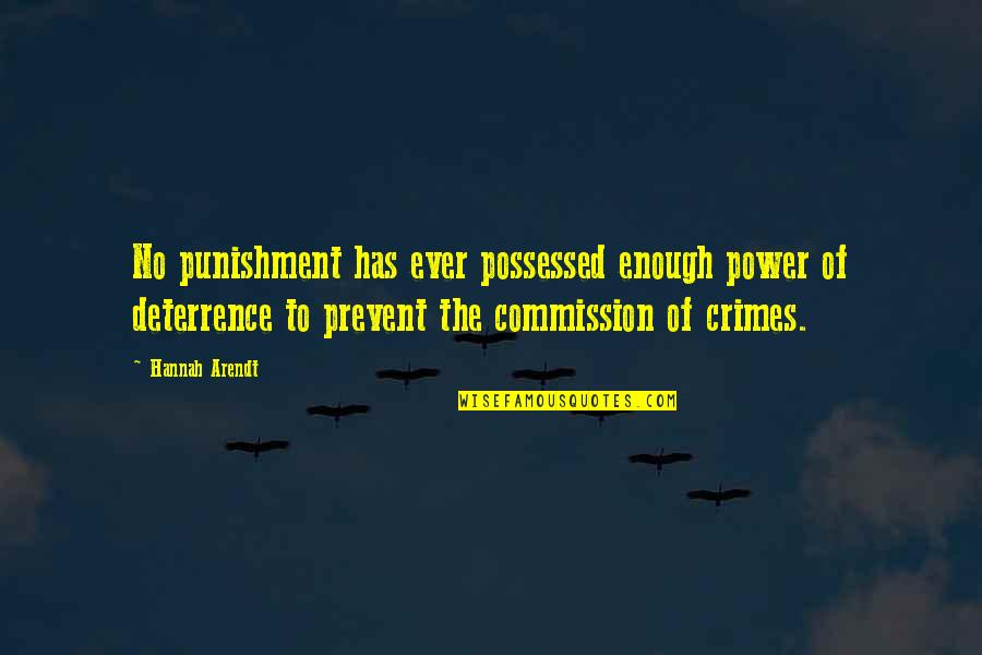 Crimes And Punishment Quotes By Hannah Arendt: No punishment has ever possessed enough power of
