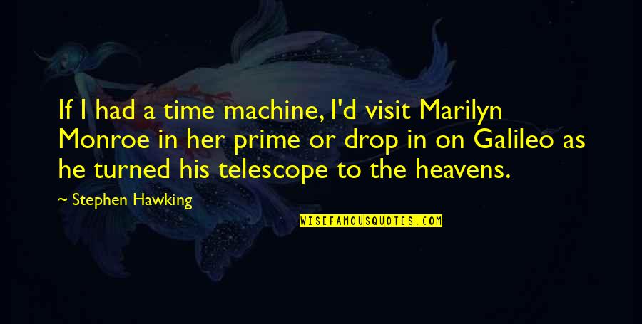 Crimey Quotes By Stephen Hawking: If I had a time machine, I'd visit