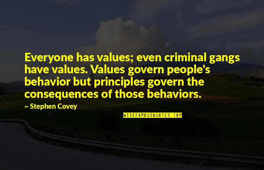 Criminal Behavior Quotes By Stephen Covey: Everyone has values; even criminal gangs have values. Criminal Behavior Quotes By Stephen Covey: Everyone has values; even criminal gangs have values.