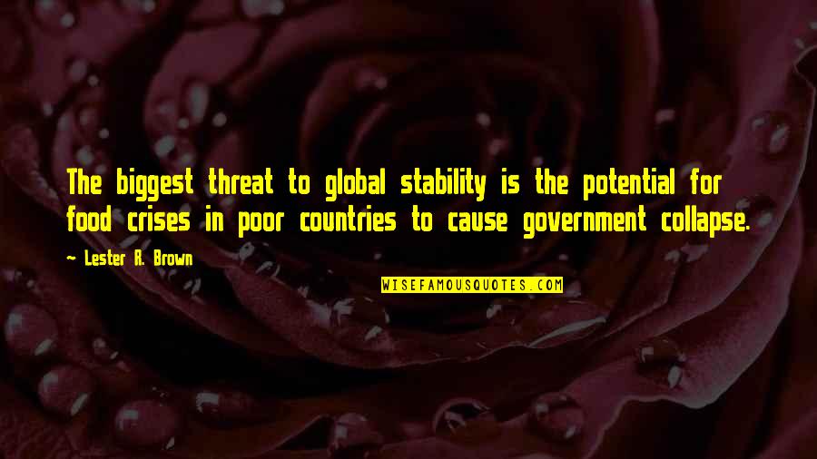 Crises Quotes By Lester R. Brown: The biggest threat to global stability is the