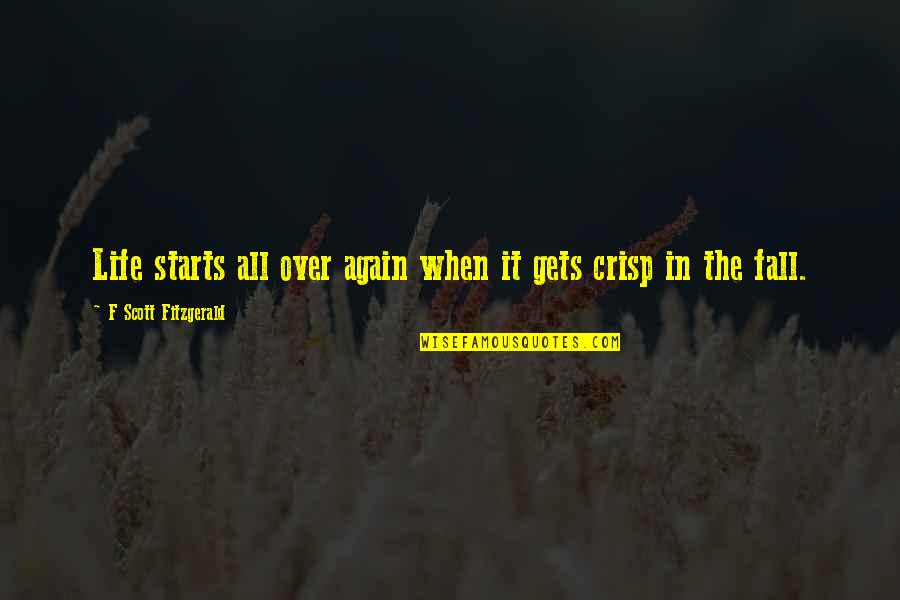Crisp Fall Quotes By F Scott Fitzgerald: Life starts all over again when it gets