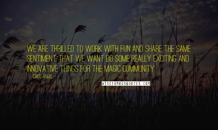 Criss Angel quotes: We are thrilled to work with Fun and share the same sentiment that we want do some really exciting and innovative things for the magic community.