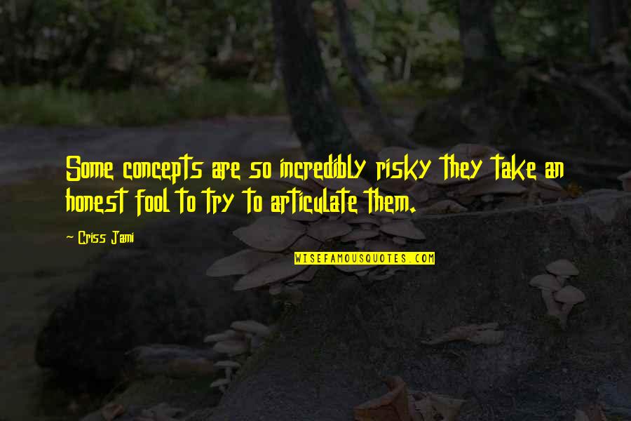 Criss Jami Quotes By Criss Jami: Some concepts are so incredibly risky they take
