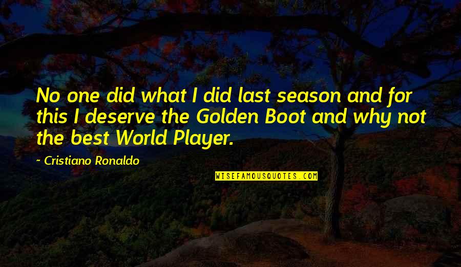 Cristiano Ronaldo Best Player Quotes By Cristiano Ronaldo: No one did what I did last season