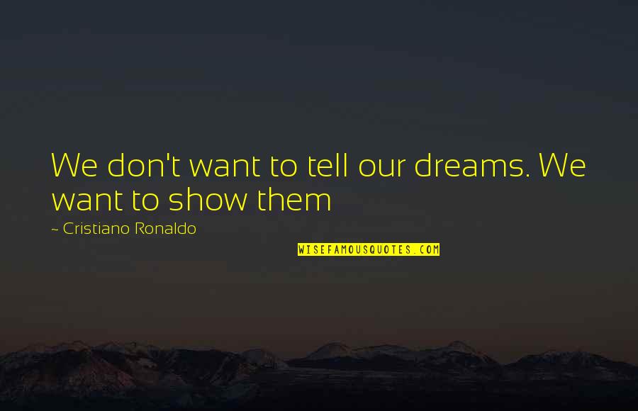 Cristiano Ronaldo Quotes By Cristiano Ronaldo: We don't want to tell our dreams. We