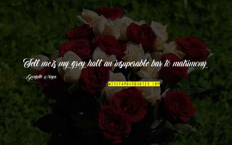Cristinel Romanescu Quotes By Georgette Heyer: Tell me,is my grey hall an insuperable bar Cristinel Romanescu Quotes By Georgette Heyer: Tell me,is my grey hall an insuperable bar