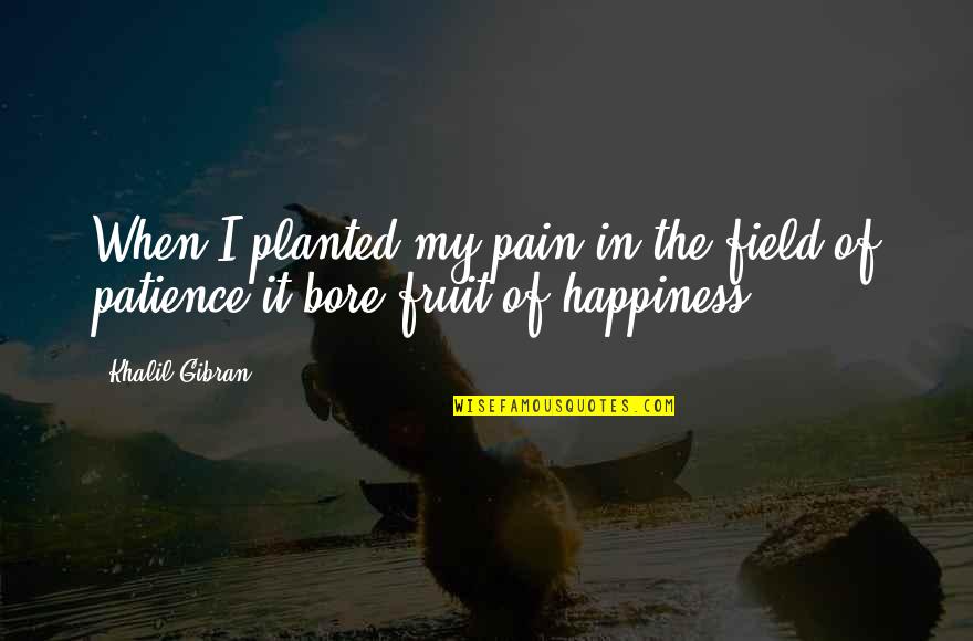 Cristobal Luxury Yacht Quotes By Khalil Gibran: When I planted my pain in the field