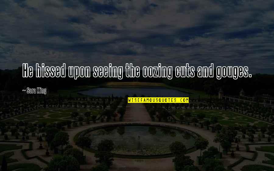 Criston Jones Quotes By Sara King: He hissed upon seeing the oozing cuts and