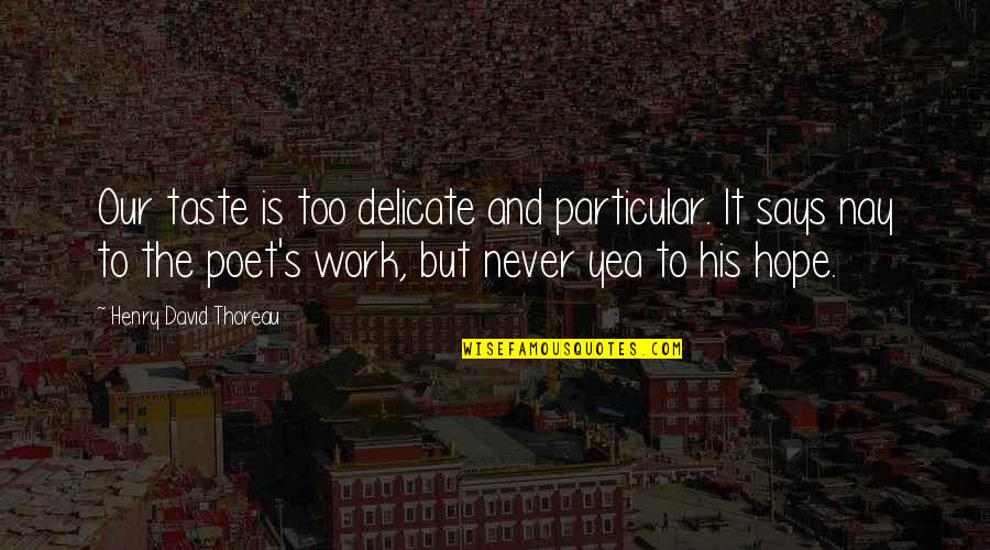 Criticism At Work Quotes By Henry David Thoreau: Our taste is too delicate and particular. It