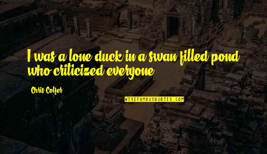 Criticized Quotes By Chris Colfer: I was a lone duck in a swan-filled