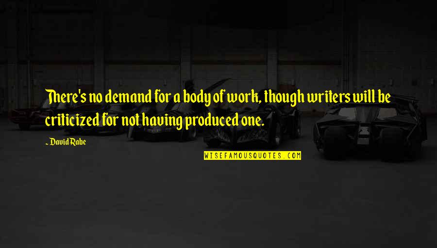 Criticized Quotes By David Rabe: There's no demand for a body of work,