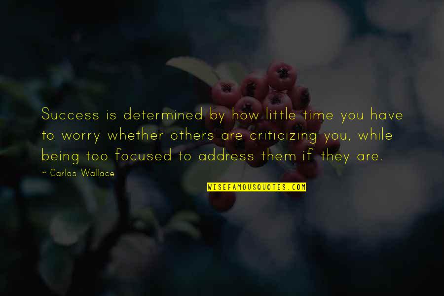 Criticizing Others Quotes By Carlos Wallace: Success is determined by how little time you