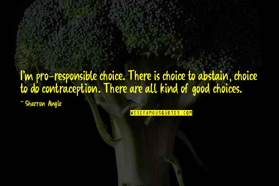 Crochet Quotes By Sharron Angle: I'm pro-responsible choice. There is choice to abstain,