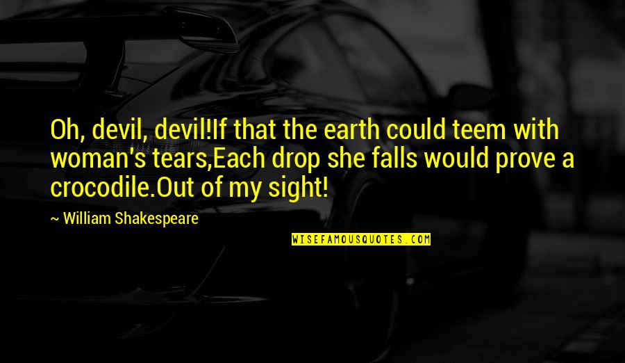 Crocodile Tears Quotes By William Shakespeare: Oh, devil, devil!If that the earth could teem Crocodile Tears Quotes By William Shakespeare: Oh, devil, devil!If that the earth could teem