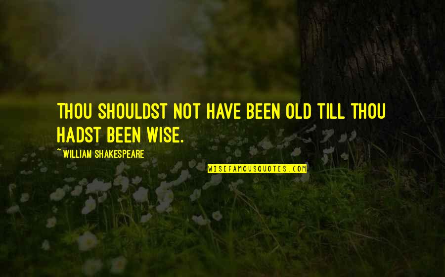 Croft M Pentz Quotes By William Shakespeare: Thou shouldst not have been old till thou