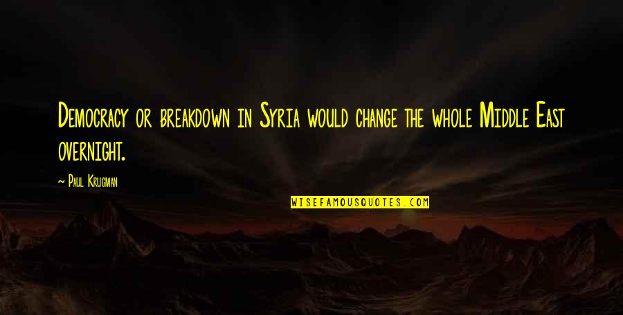 Crone Quotes By Paul Krugman: Democracy or breakdown in Syria would change the