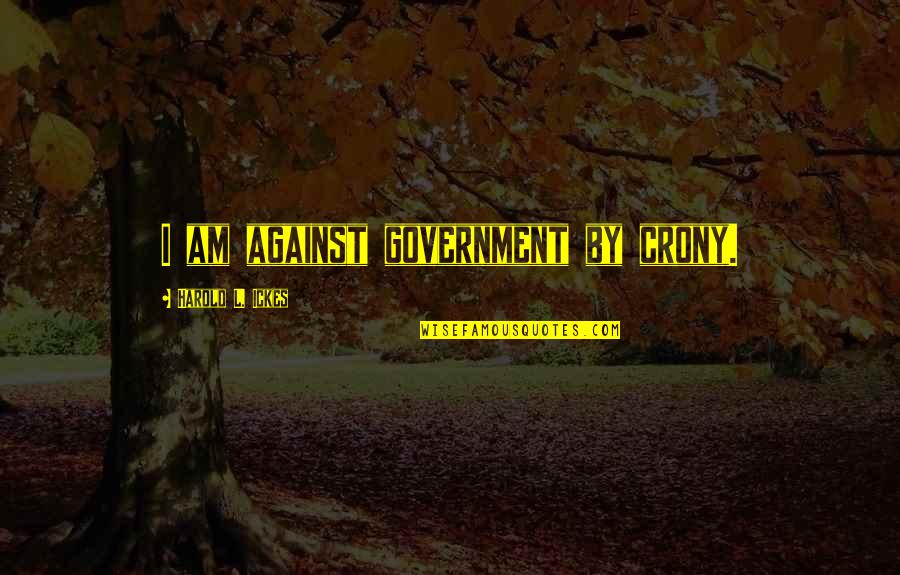 Cronies Quotes By Harold L. Ickes: I am against government by crony.