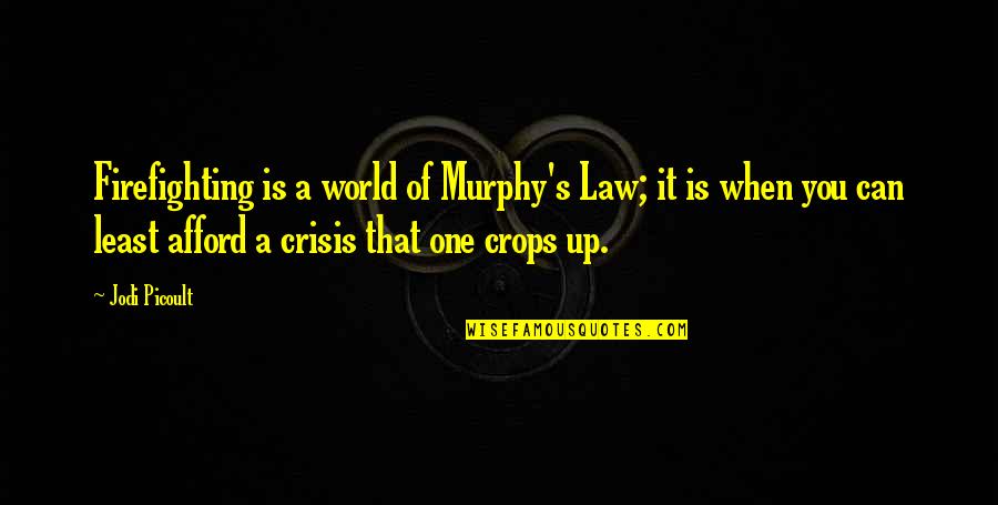 Crops Quotes By Jodi Picoult: Firefighting is a world of Murphy's Law; it