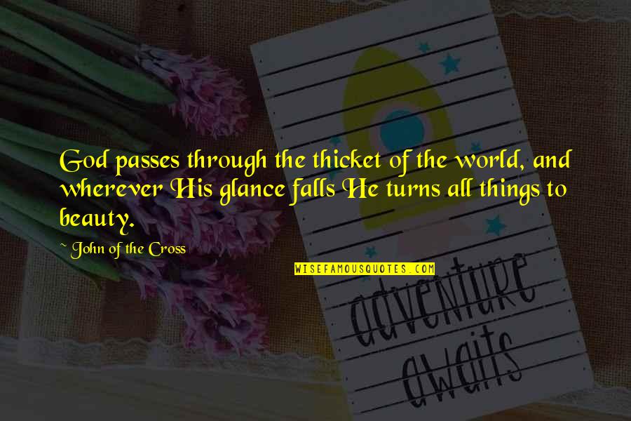 Cross And Quotes By John Of The Cross: God passes through the thicket of the world,