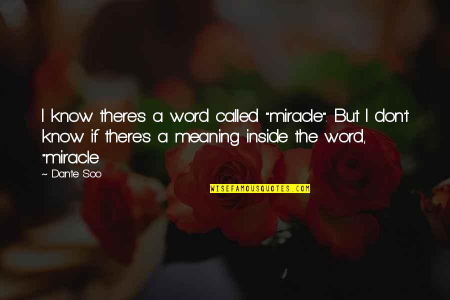 Crossing Delancey Quotes By Dante Soo: I know there's a word called "miracle". But